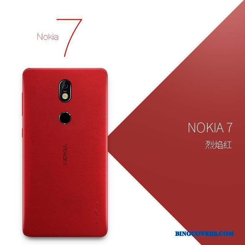 Nokia 7 Kreativ Telefon Etui Tynd Beskyttelse Sort Luksus Ægte Læder
