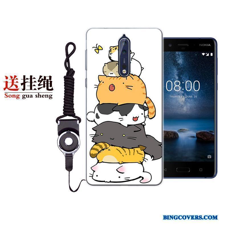 Nokia 8 Etui Anti-fald Cover Beskyttelse Silikone Grå Cartoon