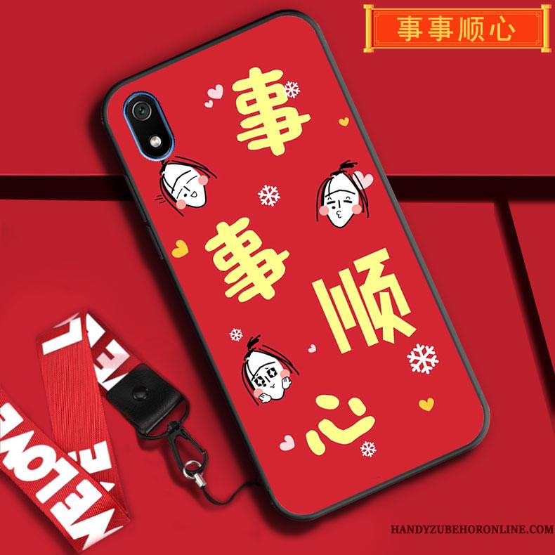 Redmi 7a Beskyttelse Telefon Etui Alt Inklusive Rød Blød Cartoon Hængende Ornamenter