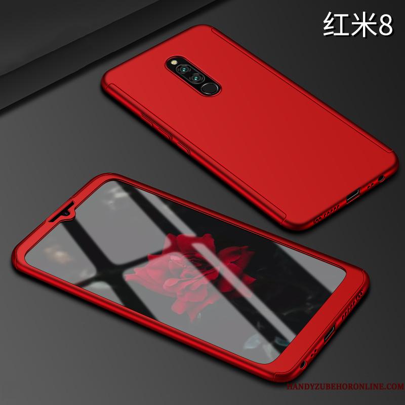 Redmi 8 Alt Inklusive Beskyttelse Telefon Etui Cover Nubuck Anti-fald Rød