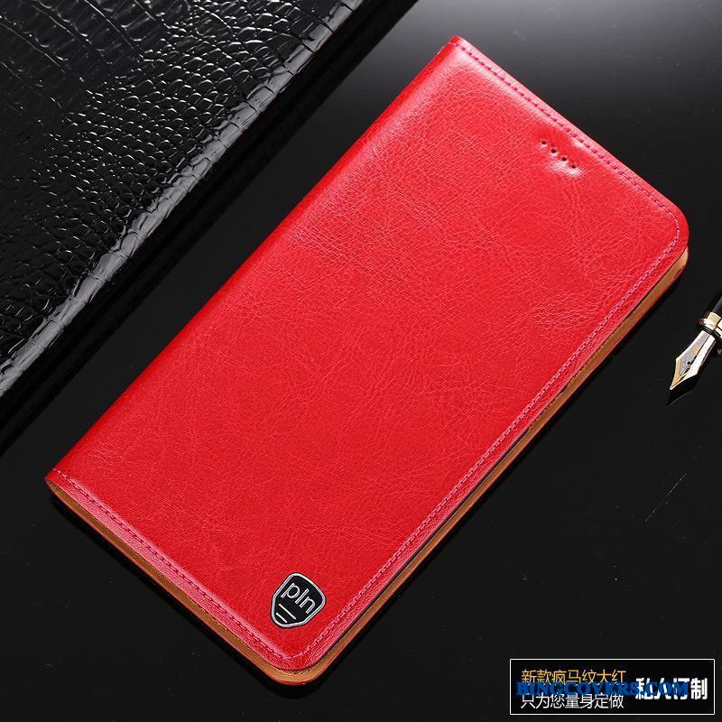 Redmi Note 5 Etui Lædertaske Beskyttelse Rød Ægte Læder Folio Mobiltelefon Cover
