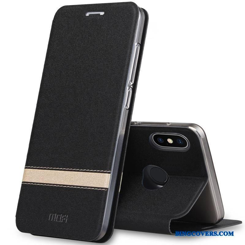 Redmi Note 5 Pro Lædertaske Telefon Etui Silikone Folio Cover Anti-fald Lyserød