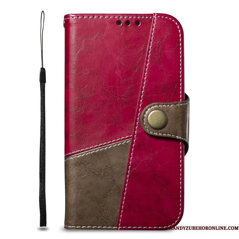 Redmi Note 6 Pro Fold Mørkeblå Telefon Etui Folio Beskyttelse Spænde Rød