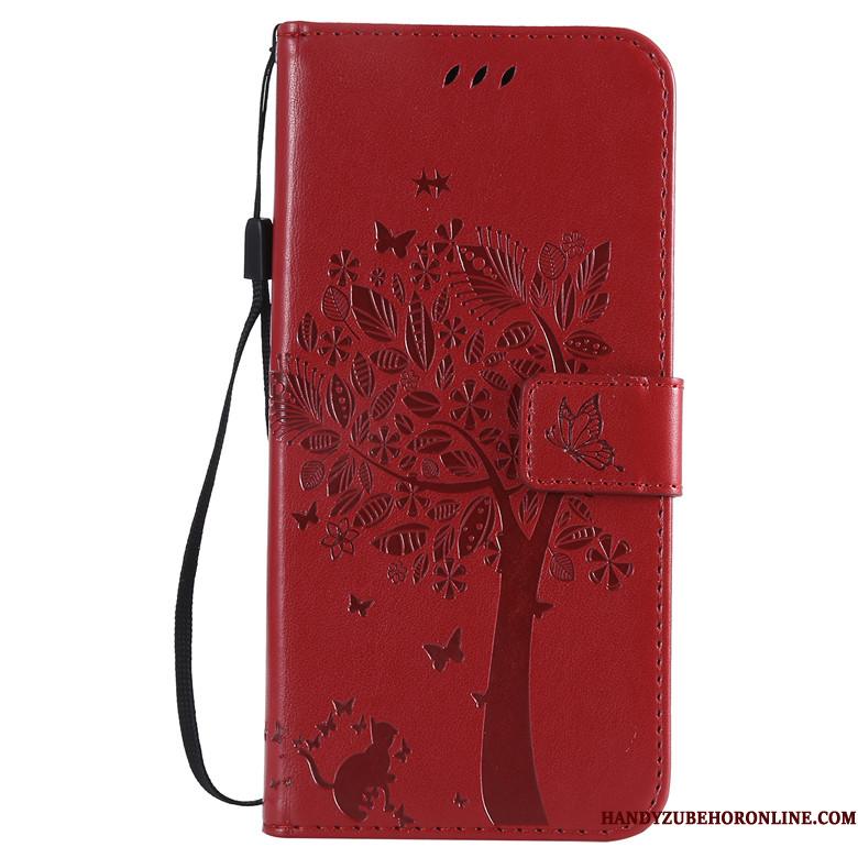 Redmi Note 7 Etui Tree Rød Beskyttelse Lille Sektion Blød Anti-fald Lædertaske