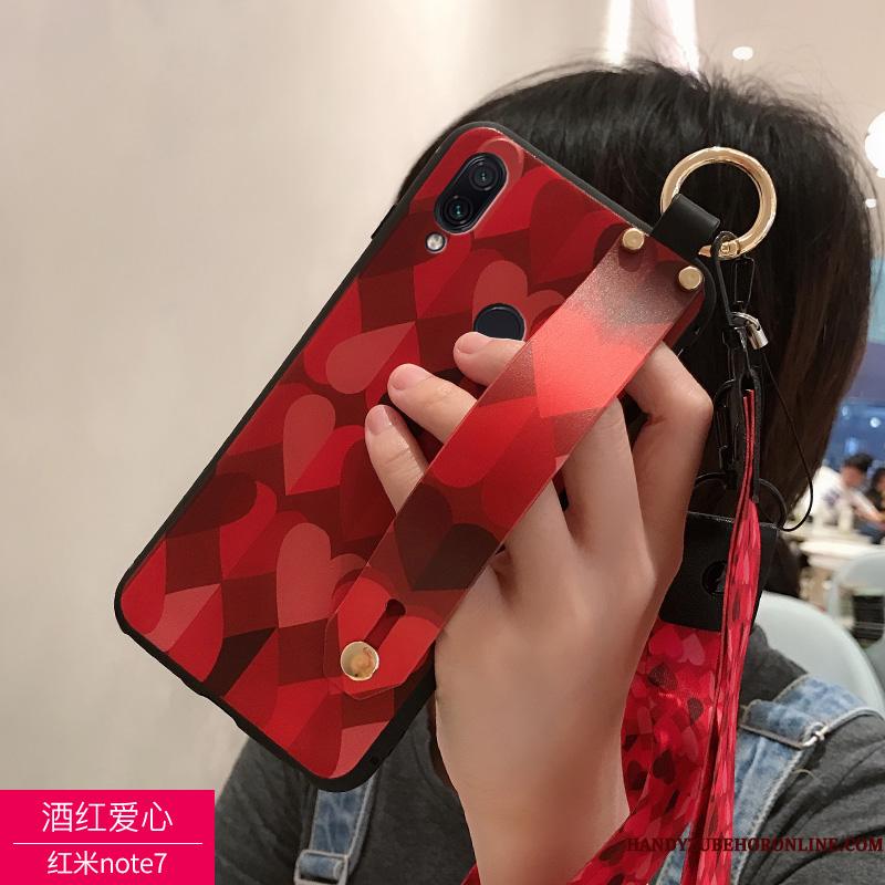 Redmi Note 7 Lille Sektion Silikone Anti-fald Telefon Etui Sort Blød Rød