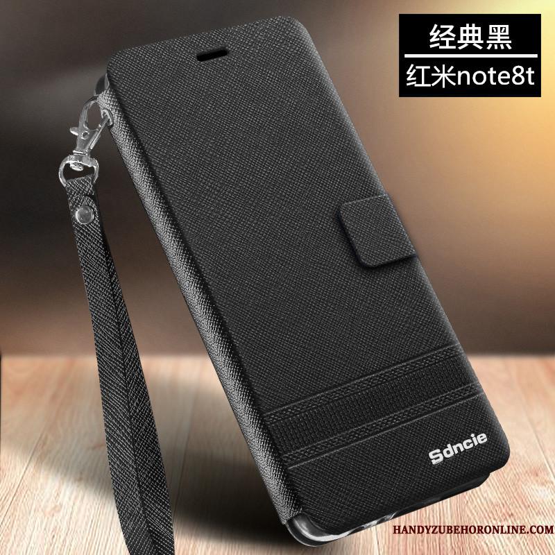 Redmi Note 8t Hærdning Etui Business Rød Beskyttelse Guld Lædertaske