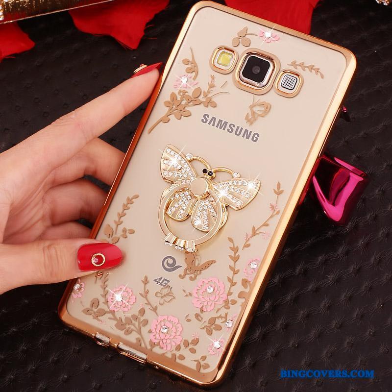 Samsung Galaxy A3 2015 Strass Support Cover Stjerne Etui Guld Beskyttelse
