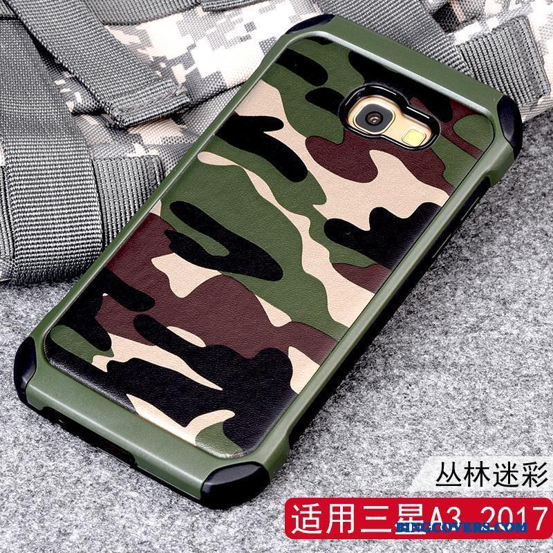 Samsung Galaxy A3 2017 Silikone Etui Stjerne Anti-fald Beskyttelse Camouflage Blå