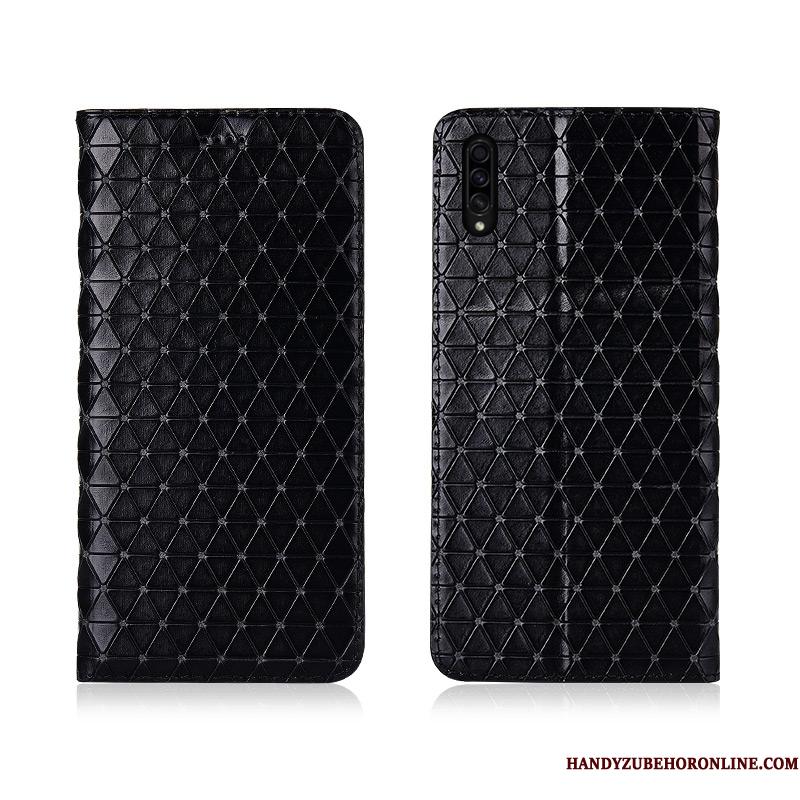 Samsung Galaxy A30s Etui Ægte Læder Beskyttelse Cover Sort Anti-fald Mobiltelefon Blød