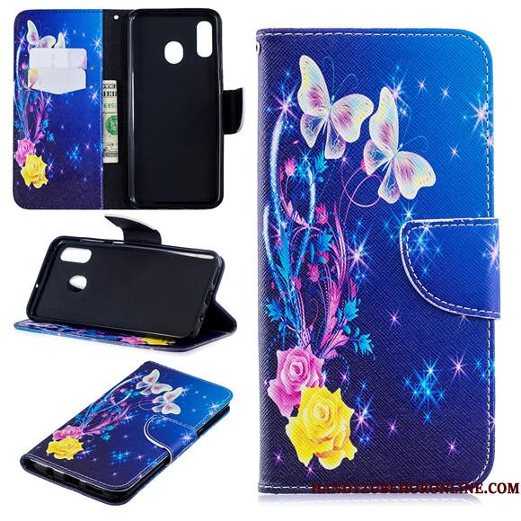Samsung Galaxy A40 Anti-fald Clamshell Stjerne Beskyttelse Lædertaske Cover Telefon Etui