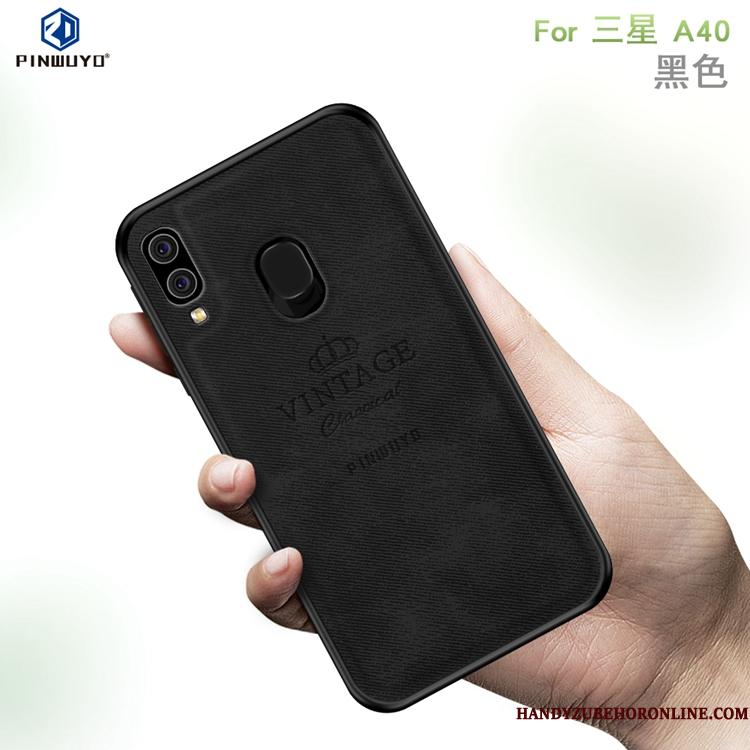 Samsung Galaxy A40 Tynd Mønster Lærred Cover Af Personlighed Telefon Etui Alt Inklusive