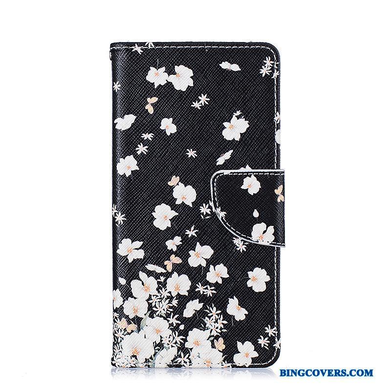 Samsung Galaxy A5 2016 Cover Blomster Malet Beskyttelse Lilla Folio Telefon Etui