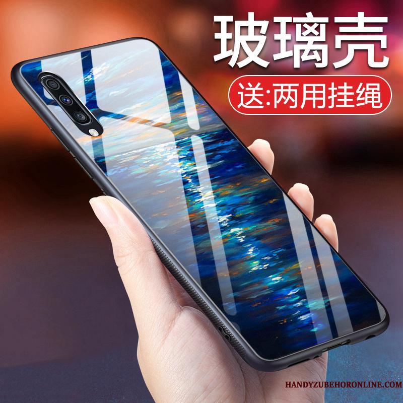 Samsung Galaxy A50 Silikone Cover Anti-fald Blå Glas Telefon Etui Af Personlighed