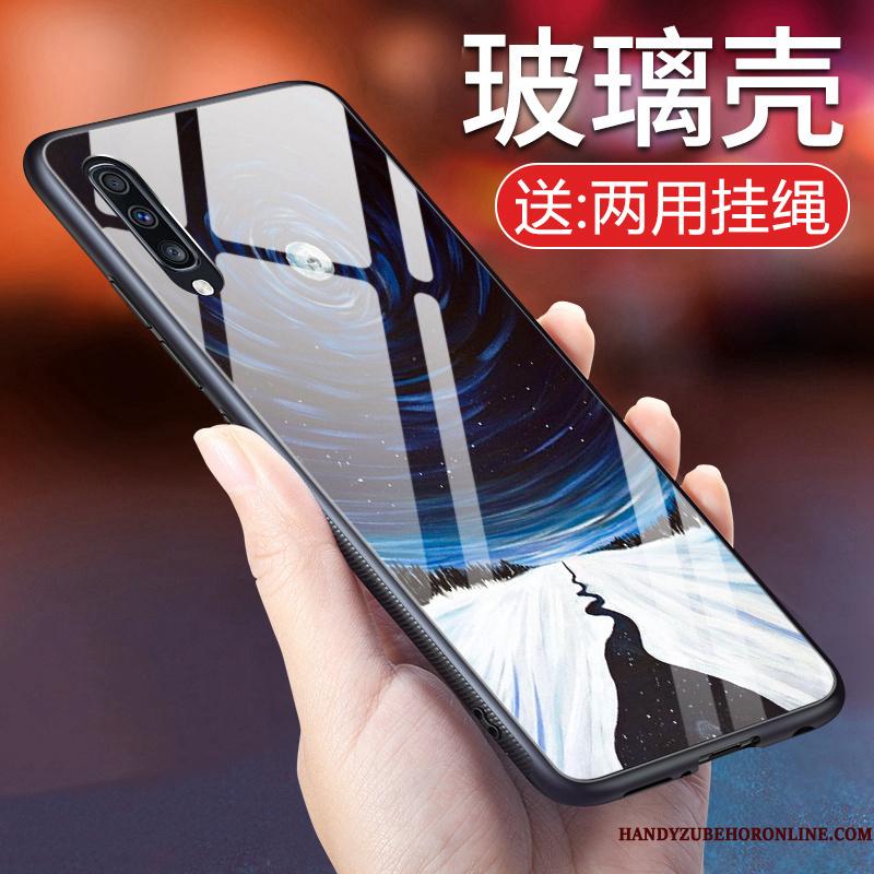 Samsung Galaxy A50 Silikone Cover Anti-fald Blå Glas Telefon Etui Af Personlighed