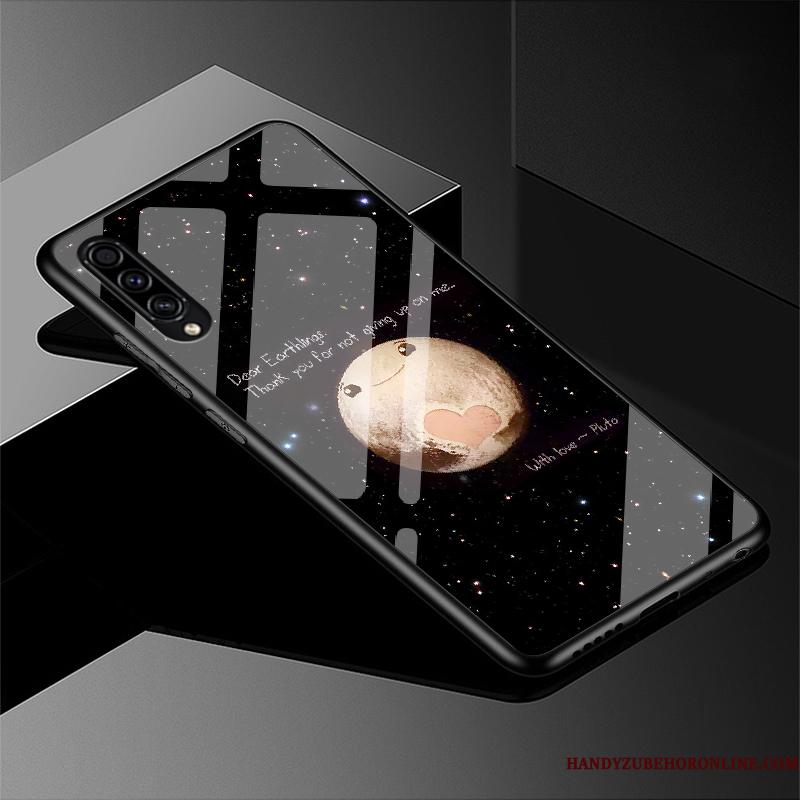 Samsung Galaxy A50s Anti-fald Telefon Etui Kreativ Nubuck Blå Net Red Glas