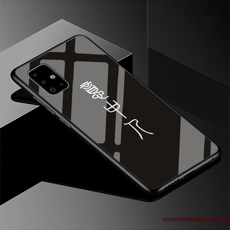 Samsung Galaxy A51 Simple Beskyttelse Cover Sort Glas Stjerne Telefon Etui
