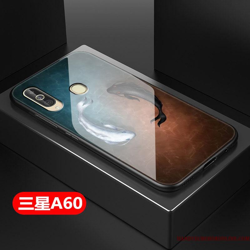 Samsung Galaxy A60 Glas Kinesisk Stil Kreativ Telefon Etui Lilla Stjerne Anti-fald