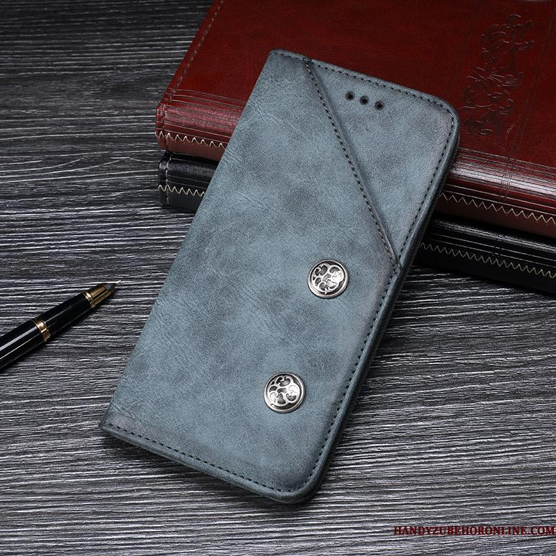 Samsung Galaxy A60 Mobiltelefon Anti-fald Cover Blå Beskyttelse Folio Telefon Etui