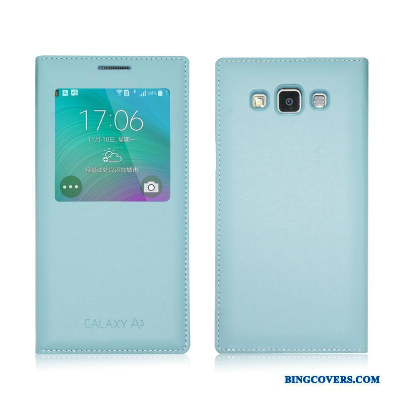 Samsung Galaxy A7 2015 Beskyttelse Etui Lædertaske Folio Stjerne Blå Cover