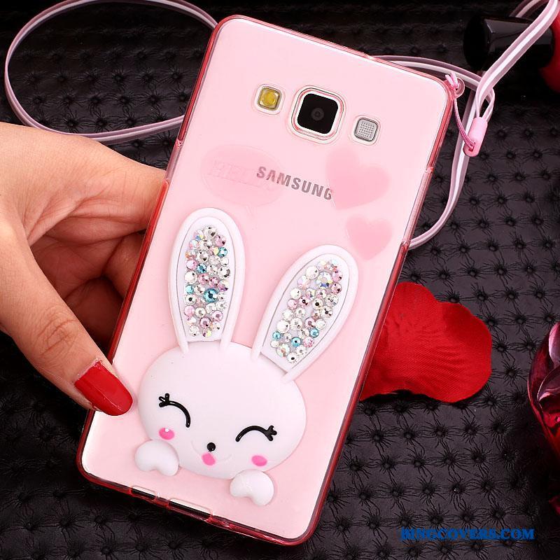 Samsung Galaxy A7 2015 Hængende Hals Etui Blå Pels Bold Silikone Stjerne Beskyttelse