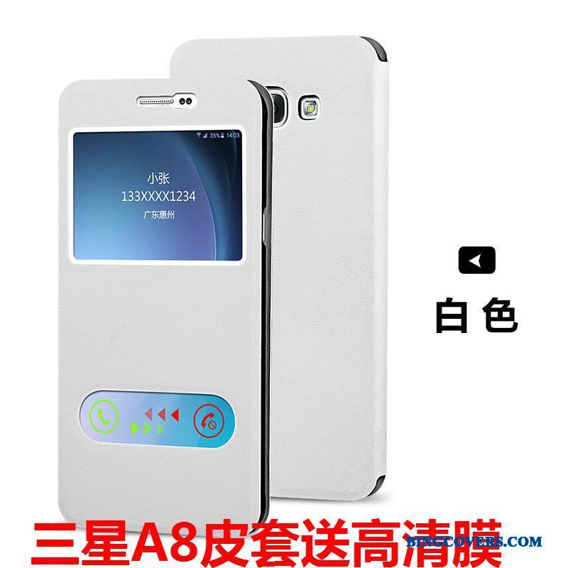 Samsung Galaxy A7 2015 Stjerne Super Folio Tynd Sort Telefon Etui Anti-fald