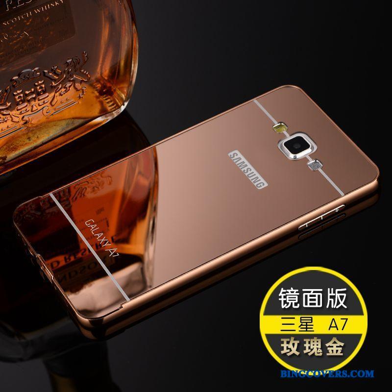 Samsung Galaxy A7 2015 Telefon Etui Cover Beskyttelse Metal Stjerne Guld Ramme