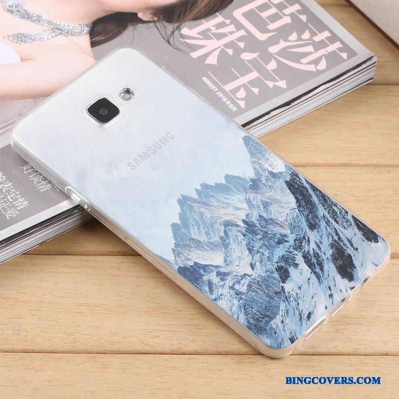 Samsung Galaxy A7 2016 Alt Inklusive Silikone Nubuck Blå Blød Beskyttelse Etui