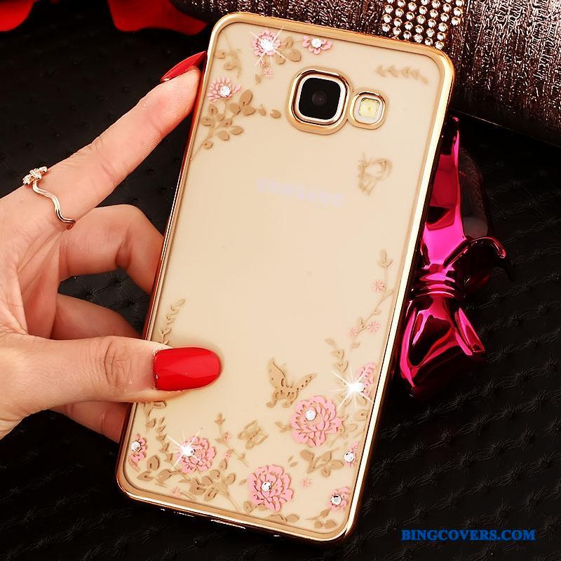 Samsung Galaxy A7 2016 Rosa Guld Support Telefon Etui Stjerne Cover Silikone Blød