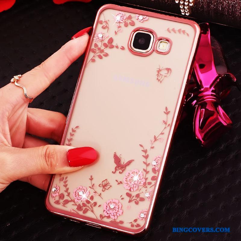 Samsung Galaxy A7 2016 Rosa Guld Support Telefon Etui Stjerne Cover Silikone Blød