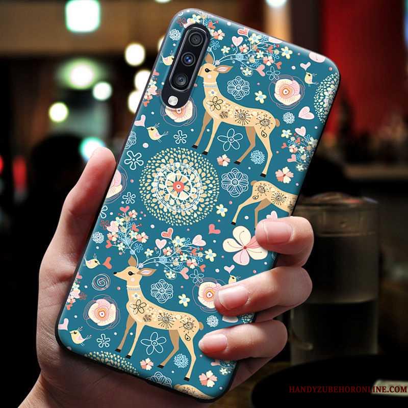 Samsung Galaxy A70 Blå Relief Blød Telefon Etui Vind Kreativ Af Personlighed