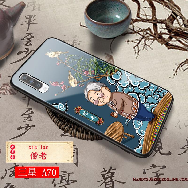 Samsung Galaxy A70 Etui Mode Blød Af Personlighed Cover Beskyttelse Anti-fald Glas