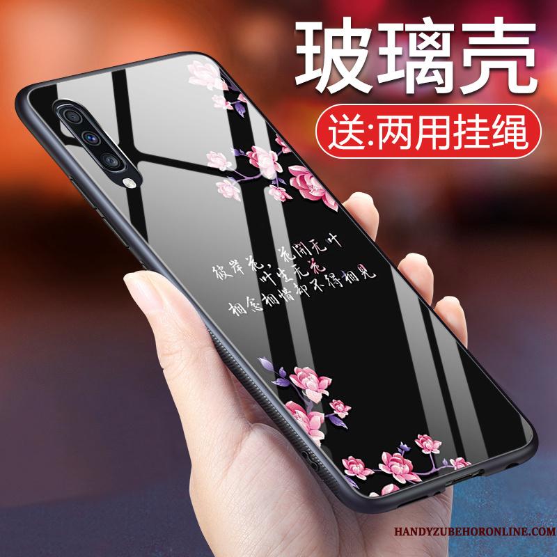 Samsung Galaxy A70 Mobiltelefon Trendy Stjerne Cover Etui Net Red Glas