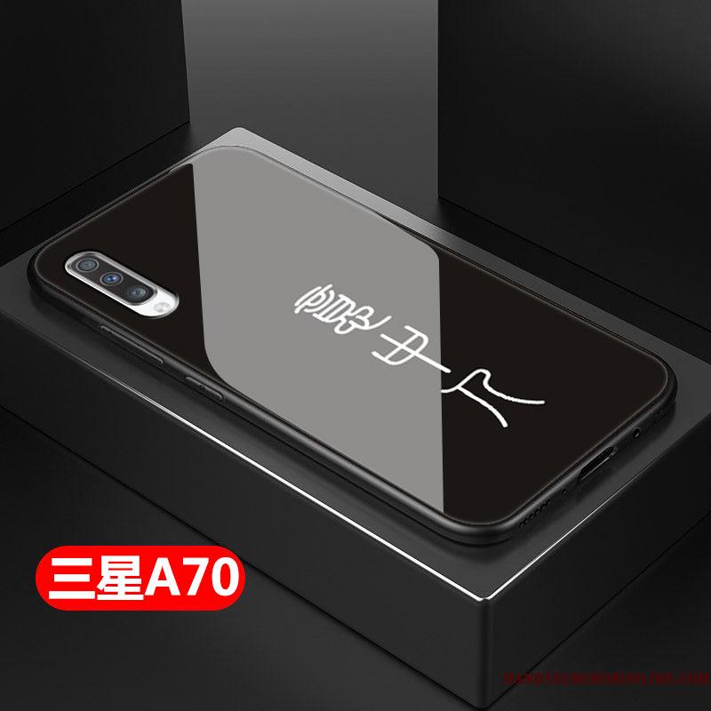 Samsung Galaxy A70 Sort Telefon Etui Glas Elskeren Anti-fald Hård Trendy
