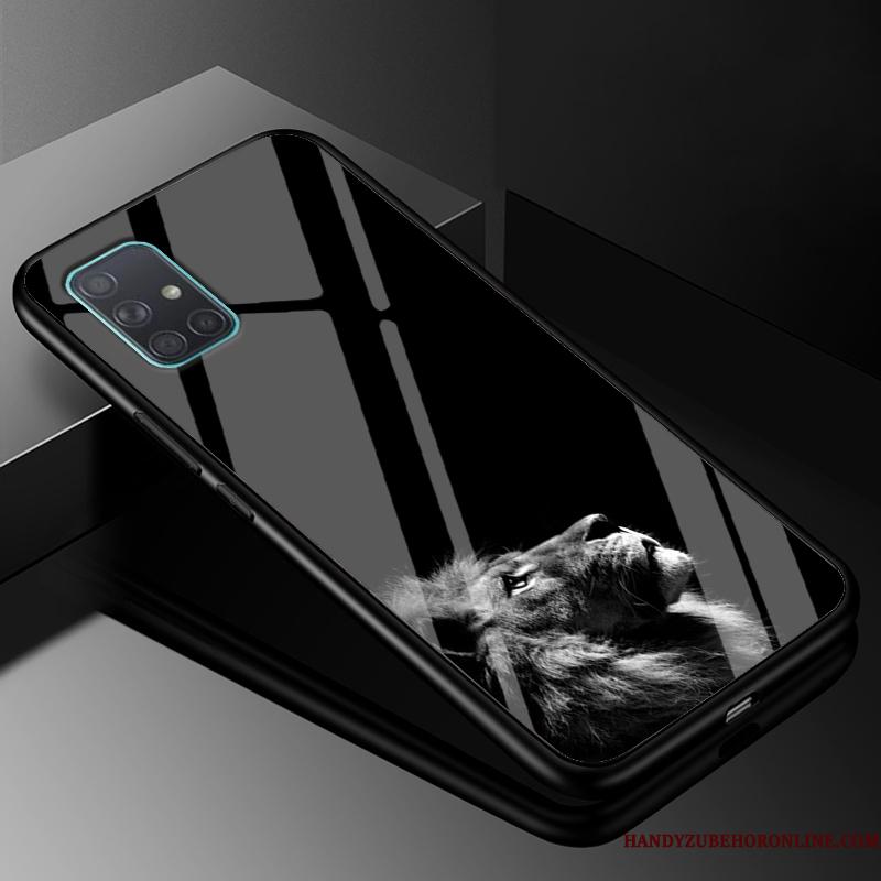 Samsung Galaxy A71 Af Personlighed Glas Hård Telefon Etui Trendy Anti-fald Rød