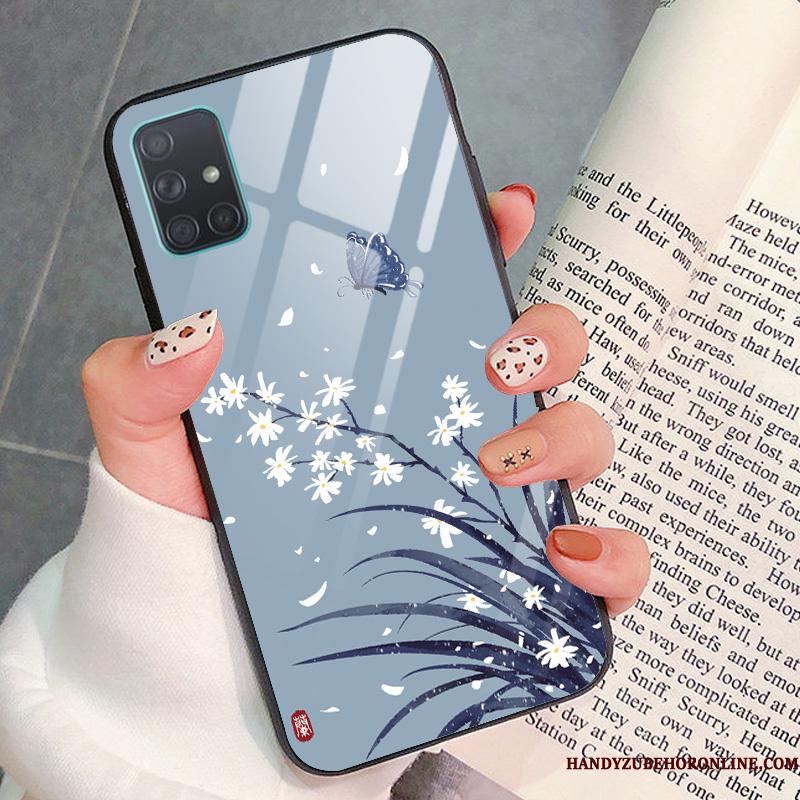 Samsung Galaxy A71 Telefon Etui Blå Anti-fald Mode Kunst Cover Glas