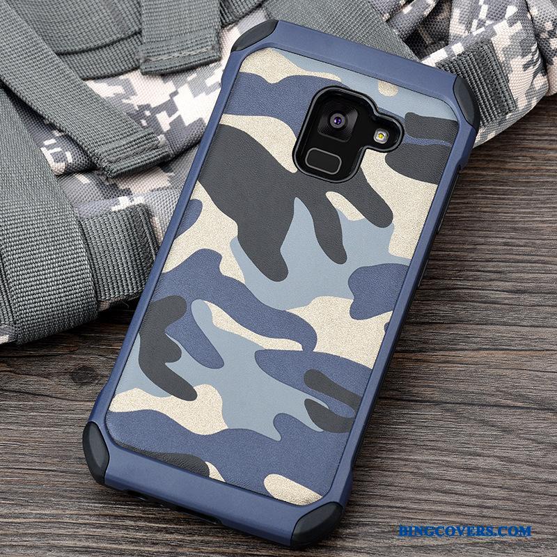 Samsung Galaxy A8+ Anti-fald Blå Silikone Beskyttelse Etui Camouflage Trend