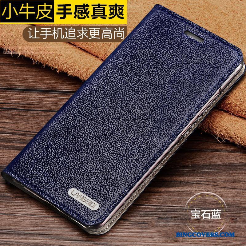 Samsung Galaxy A8 Anti-fald Sort Simple Ægte Læder Blød Etui Telefon