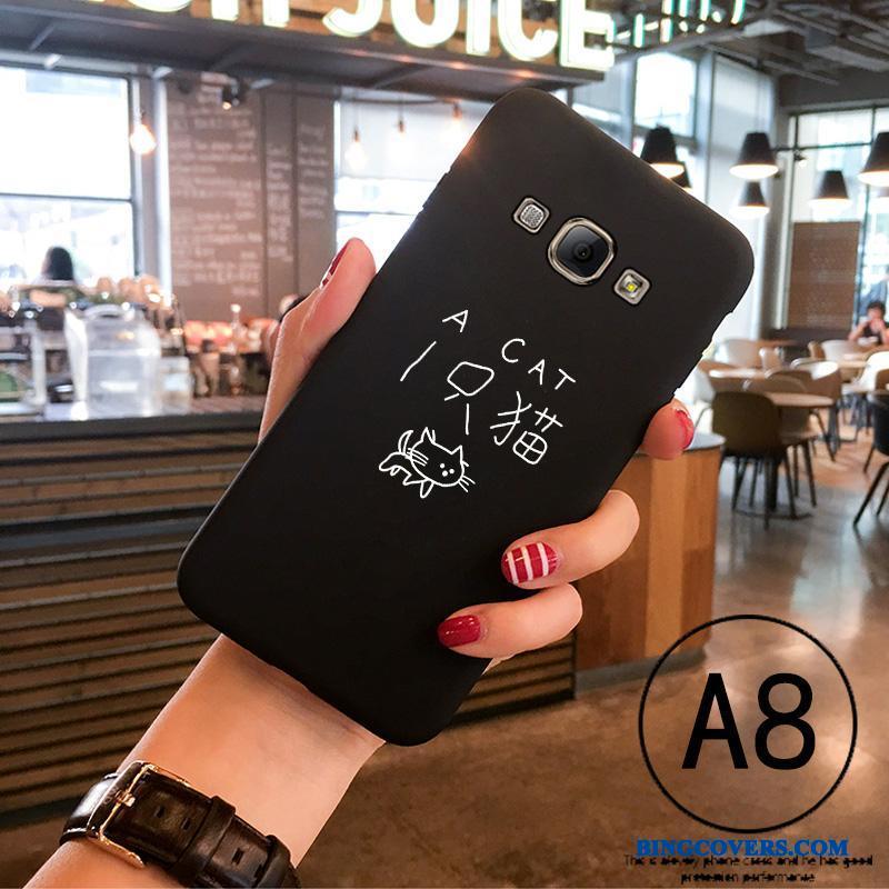 Samsung Galaxy A8 Etui Blød Cartoon Nubuck Cover Silikone Sort Tynd