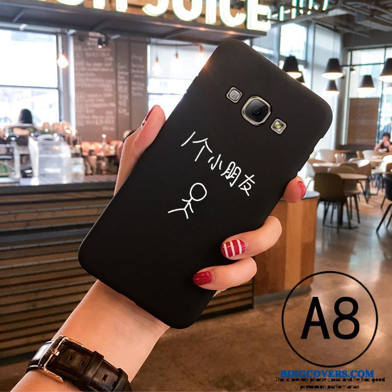 Samsung Galaxy A8 Etui Blød Cartoon Nubuck Cover Silikone Sort Tynd