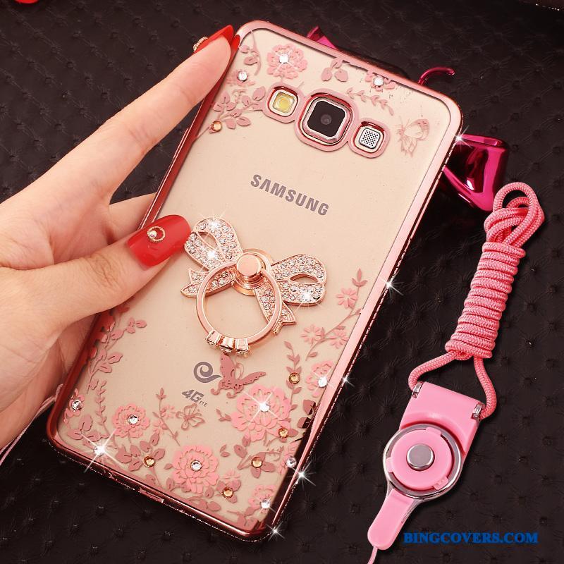 Samsung Galaxy A8 Guld Blød Hængende Ornamenter Cover Trend Strass Telefon Etui