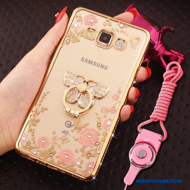 Samsung Galaxy A8 Guld Blød Hængende Ornamenter Cover Trend Strass Telefon Etui