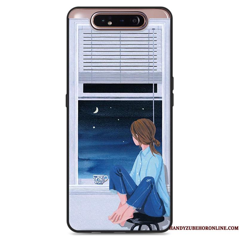 Samsung Galaxy A80 Telefon Etui Kunst Vind Beskyttelse Silikone Lyserød Cover