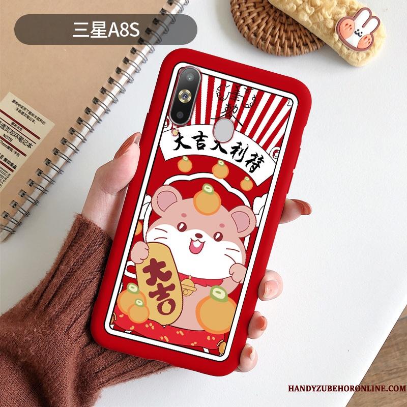Samsung Galaxy A8s Etui Kinesisk Stil Cartoon Cover Blød Stjerne Stor Nubuck