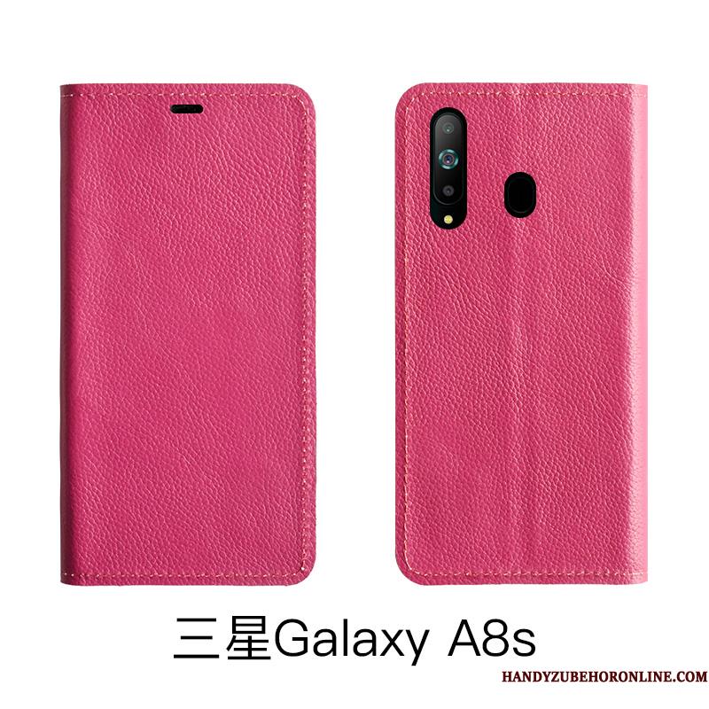 Samsung Galaxy A8s Etui Læder Alt Inklusive Lædertaske High End Folio Anti-fald Ægte Læder