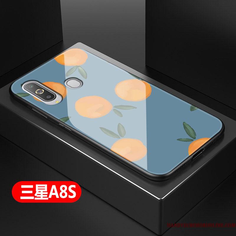 Samsung Galaxy A8s Telefon Etui Anti-fald Smuk Simple Hærdet Glas Silikone Hemming