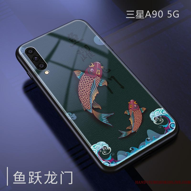Samsung Galaxy A90 5g Kinesisk Stil Net Red Etui Support Vind Spejl Trend