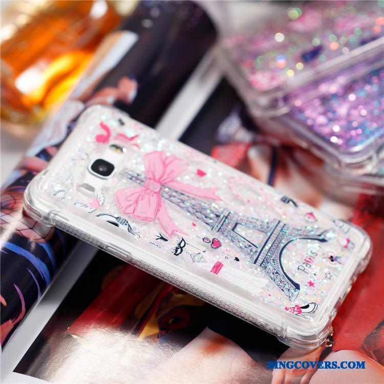 Samsung Galaxy J3 2015 Quicksand Guld Tryk Mobiltelefon Blød Telefon Etui Cover