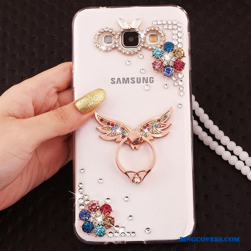 Samsung Galaxy J5 2015 Stjerne Hængende Ornamenter Cover Etui Anti-fald Silikone Rosa Guld