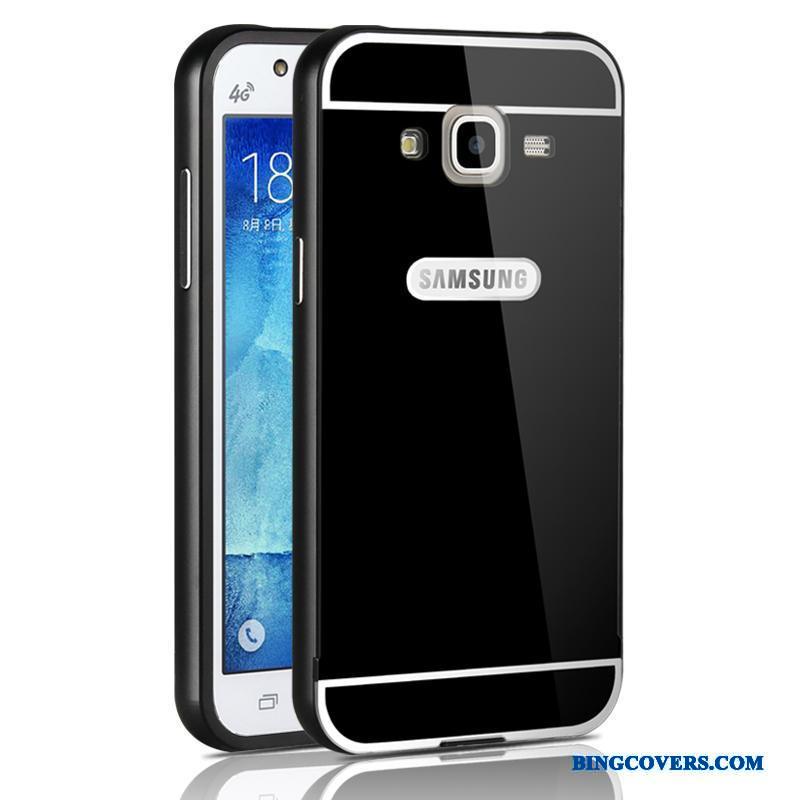 Samsung Galaxy J5 2015 Telefon Etui Lyserød Tynd Cover Sølv Stjerne Beskyttelse