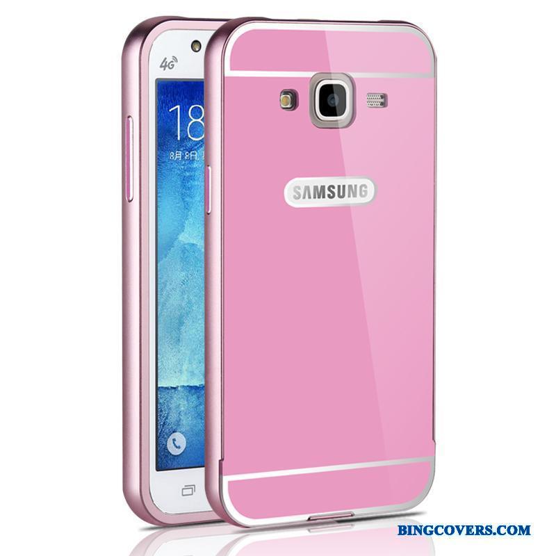 Samsung Galaxy J5 2015 Telefon Etui Lyserød Tynd Cover Sølv Stjerne Beskyttelse